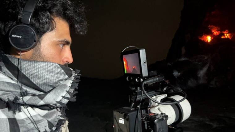 Behind the scenes on a shoot.
